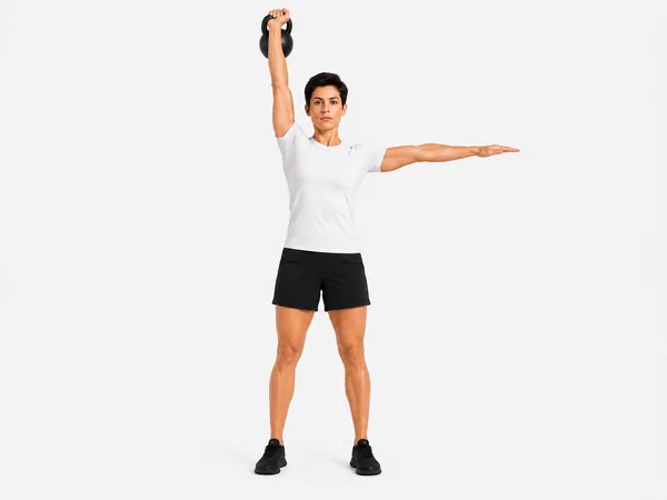 Kettlebell Turkish Get-Up — standing position with arm locked overhead
