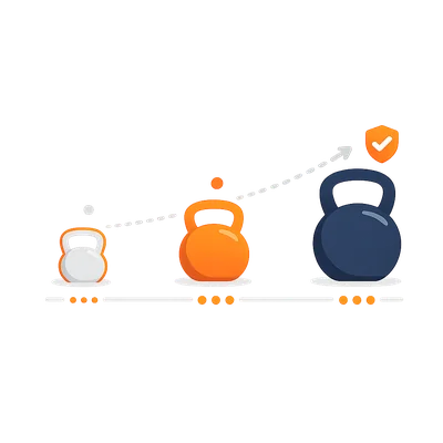 Safe progression — three kettlebells of increasing size